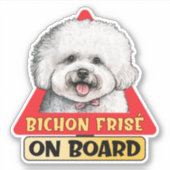 Bichon Frise On Boardおもしろい犬赤い交通標識 シール (正面)