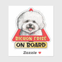 Bichon Frise On Boardおもしろい犬赤い交通標識