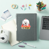 Bichon Frise On Boardおもしろい犬赤い交通標識 シール (iPadカバー)