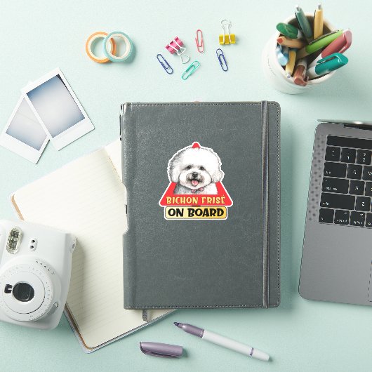 Bichon Frise On Boardおもしろい犬赤い交通標識 シール (iPadカバー)