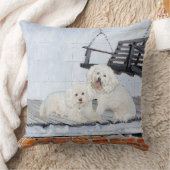Bichon Frise On the Porch クッション (ブランケット)