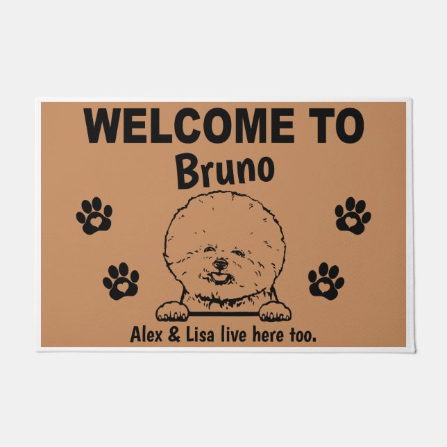 Bichon Frise Personalized Door Mat Doormat  ドアマット (正面)