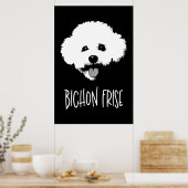 Bichon Frise Pop Art Minimalist Chic Black & White ポスター (キッチン)