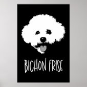 Bichon Frise Pop Art Minimalist Chic Black & White ポスター (正面)