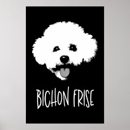 Bichon Frise Pop Art Minimalist Chic Black & White ポスター