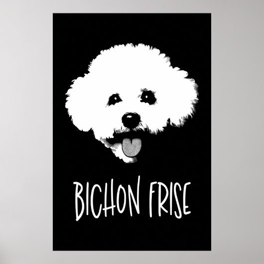 Bichon Frise Pop Art Minimalist Chic Black & White ポスター (正面)