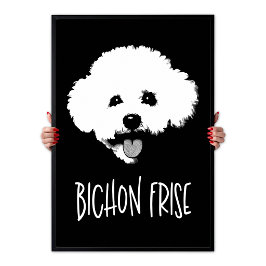 Bichon Frise Pop Art Minimalist Chic Black & White ポスター