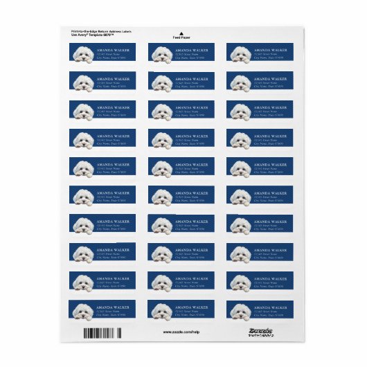 Bichon Frise Return Address Labels ラベル (フルシート)
