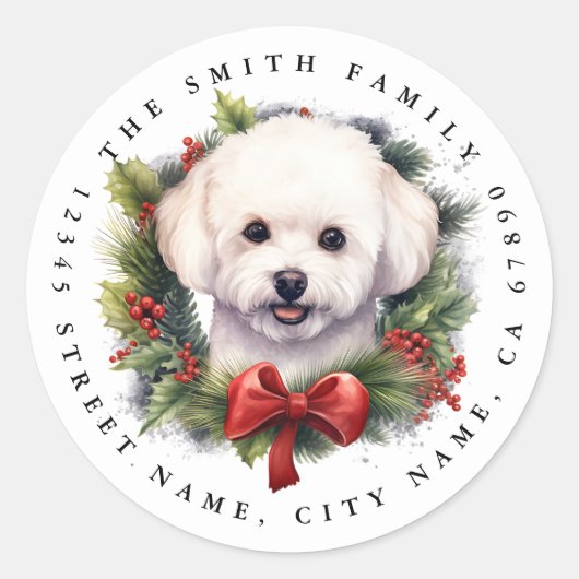 Bichon Frise Round Stickers ラウンドシール (正面)