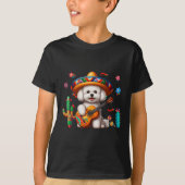 Bichon Frise Sombrero Mexican Guitar Cinco De Mayo Tシャツ (正面)