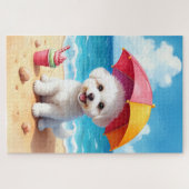 Bichon Frise Summer Beach Scene ジグソーパズル (横)