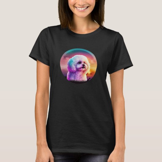 Bichon Frise Synthwave 80s Retrowave Aesthetic 1 Tシャツ (正面)