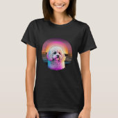 Bichon Frise Synthwave 80s Retrowave Aesthetic  2 Tシャツ (正面)