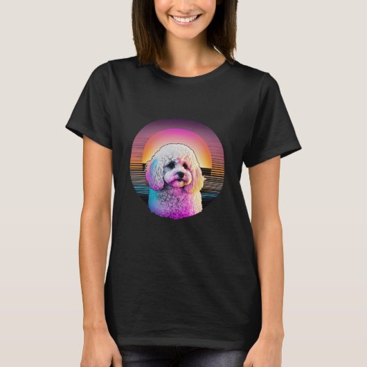 Bichon Frise Synthwave 80s Retrowave Aesthetic  2 Tシャツ (正面)