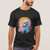 Bichon Frise Synthwave 80s Retrowave Aesthetic Tシャツ (正面)