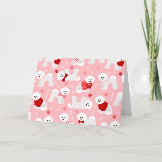 Bichon Frise Valentine Pattern シーズンカード (正面)