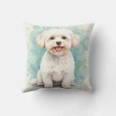 Bichon Frise Watercolor Bubble Pattern Art クッション (裏面)