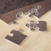 Bichon on theビーチペットの写真パーソナライズされた名 ジグソーパズル (側面)