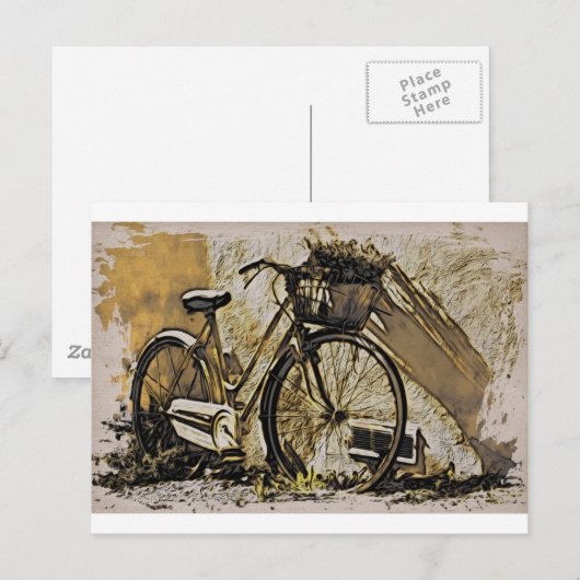 Bicicleta com cesta de flores ポストカード (正面/裏面)