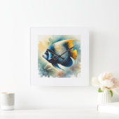 Bicolor Angelfish 120924AREF103 - Watercolor スクエア壁時計 (ホーム)