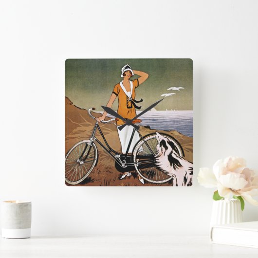 Bicycle Ad, 1925 スクエア壁時計 (ホーム)