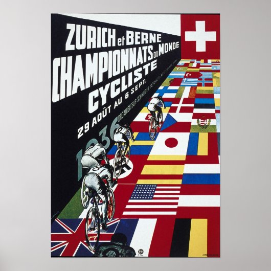 Bicycle Advertising Vintage Zurich Championship ポスター (正面)
