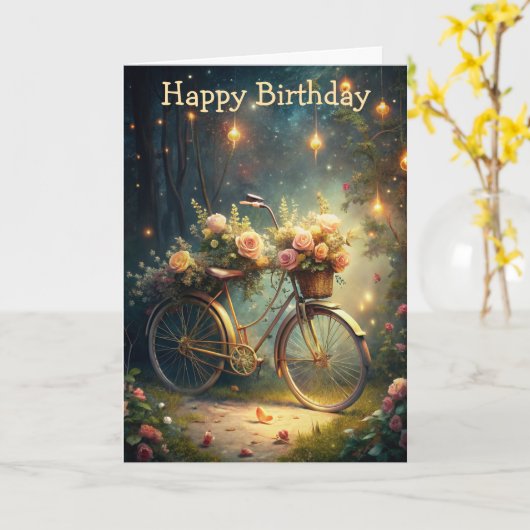 Bicycle and Flowers カード (黄色い花)
