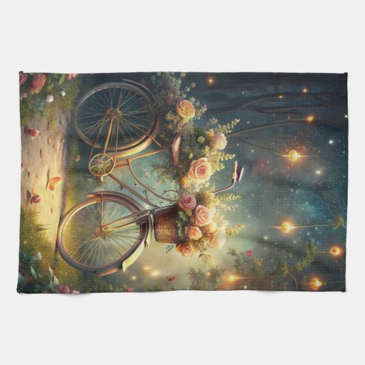 Bicycle and Flowers キッチンタオル (横)