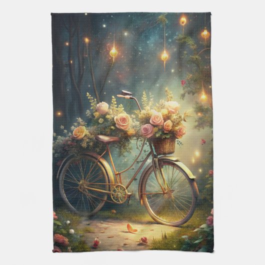 Bicycle and Flowers キッチンタオル (縦)