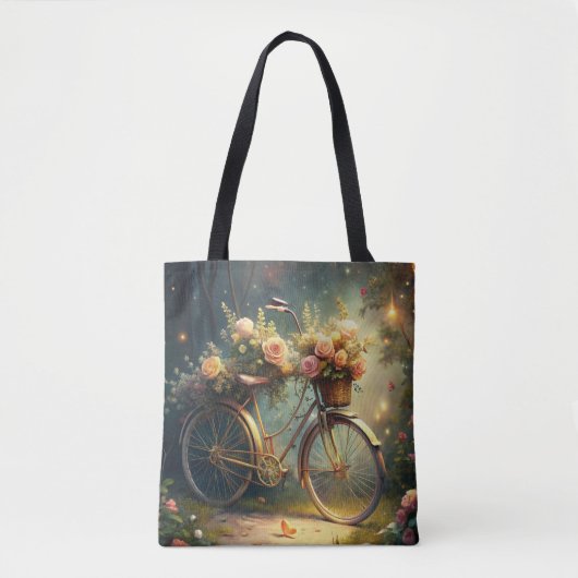 Bicycle and Flowers トートバッグ (正面)