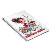 Bicycle & Brews Cute Coffee Girl Spiral Notebook ノートブック (右側)