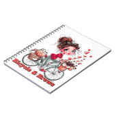 Bicycle & Brews Cute Coffee Girl Spiral Notebook ノートブック (左側)