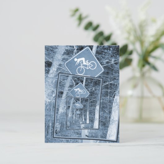 Bicycle Caution Traffic Sign ポストカード (スタンド正面)