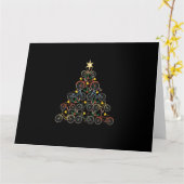 Bicycle Christmas Tree Funny Biker Bicyclist Xmas カード (黄色い花)