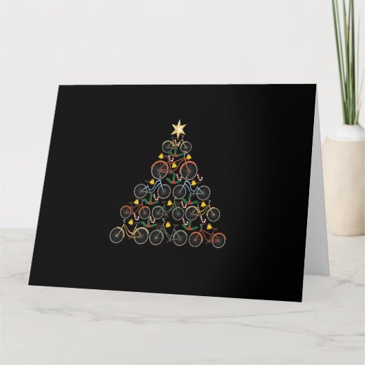 Bicycle Christmas Tree Funny Biker Bicyclist Xmas カード (正面)