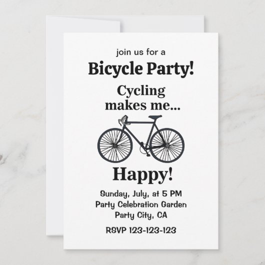 Bicycle Cycling Biking Party 招待状 (正面)