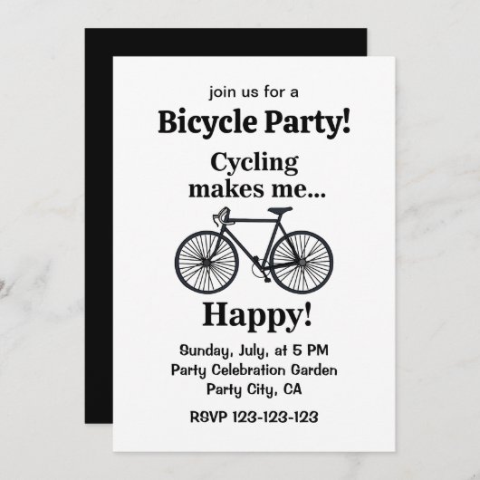 Bicycle Cycling Biking Party 招待状 (正面/裏面)