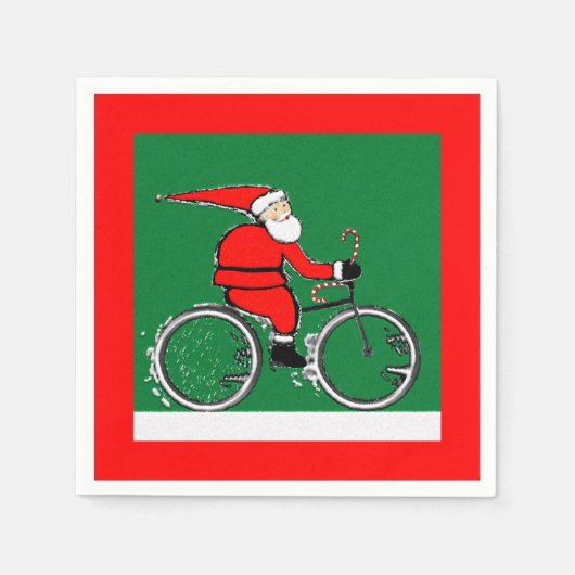 Bicycle Cycling Christmas Holiday スタンダードカクテルナプキン (正面)