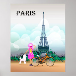Bicycle Eiffel Tower Paris France ポスター