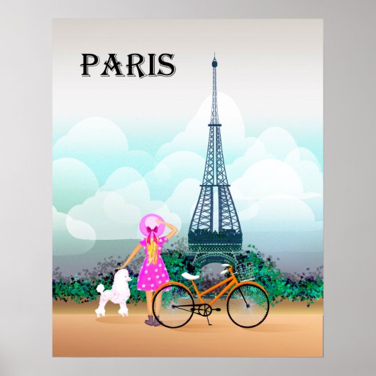 Bicycle Eiffel Tower Paris France ポスター (正面)