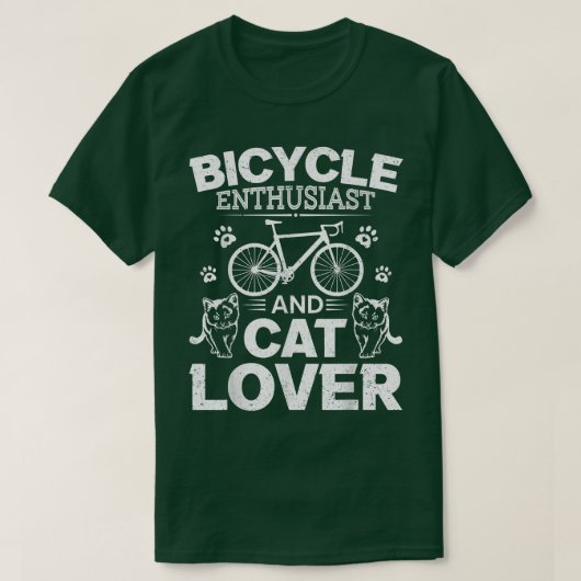 Bicycle Enthusiast And Cat Lover Mountain Biking C Tシャツ (デザイン正面)