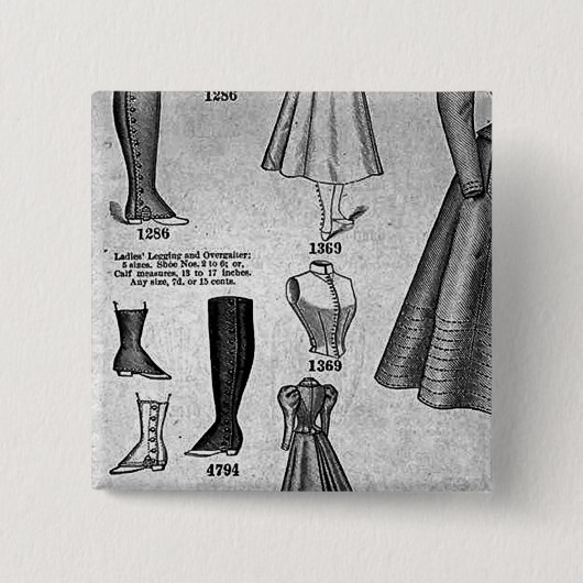 Bicycle Fashions1897 -ヴィンテージ女性の 缶バッジ (正面)