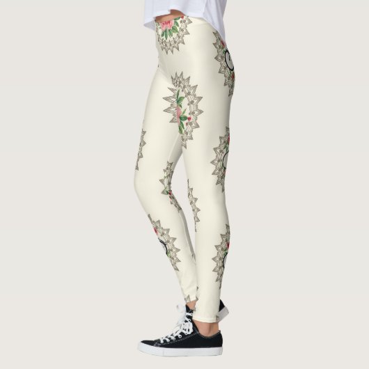 Bicycle Floral Mandalas Seamless Pattern レギンス (左)