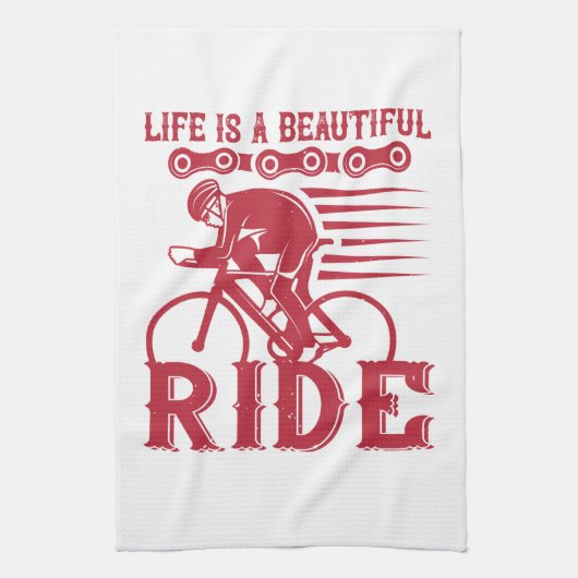 Bicycle - Life is a beautiful ride キッチンタオル (縦)