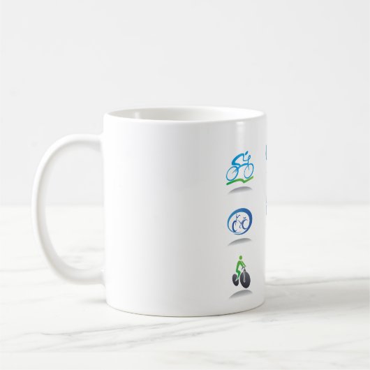Bicycle Racing Icons Blue and Green Sport コーヒーマグカップ (左)