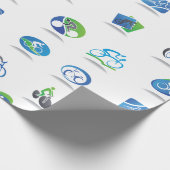 Bicycle Racing Icons Blue and Green Sport ラッピングペーパー (角)