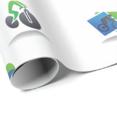 Bicycle Racing Icons Blue and Green Sport ラッピングペーパー (ロールコーナー)