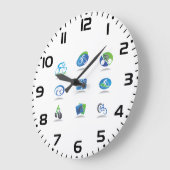 Bicycle Racing Icons Blue and Green Sport ラージ壁時計 (傾斜)