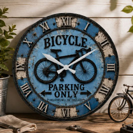 Bicycle Vintage Cycling Garage Decor ラージ壁時計