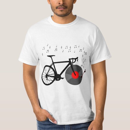 Bicycle Vinyl Record Player Bike Sound Music Notes Tシャツ (正面)